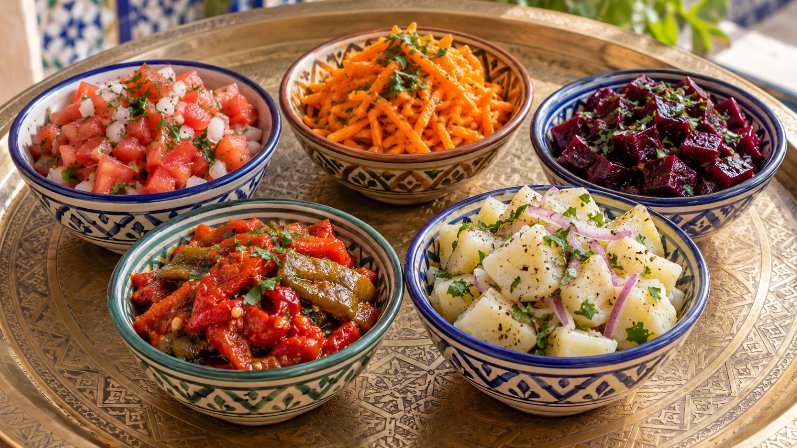 Moroccan Salads and Side Dishes Served With the Main Meal