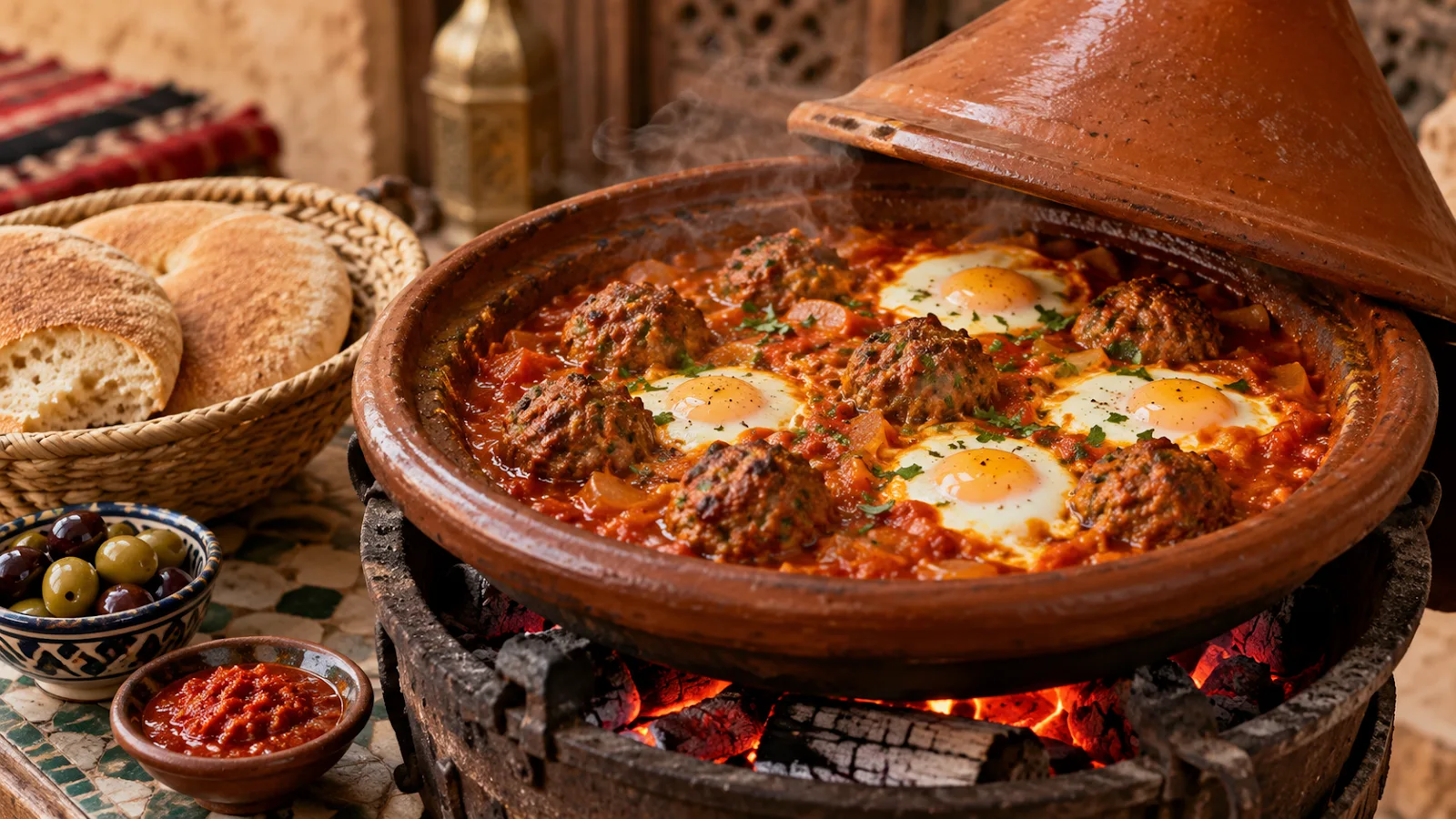 Moroccan Meatballs: Tagine Kefta with Tomato and Eggs